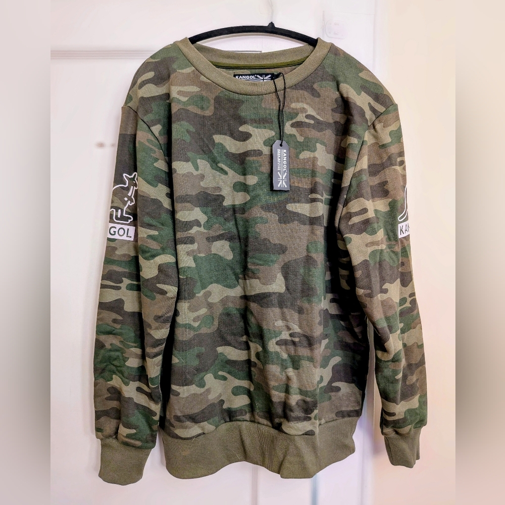 Kangol Green Crewneck Sweater with Camouflage Design